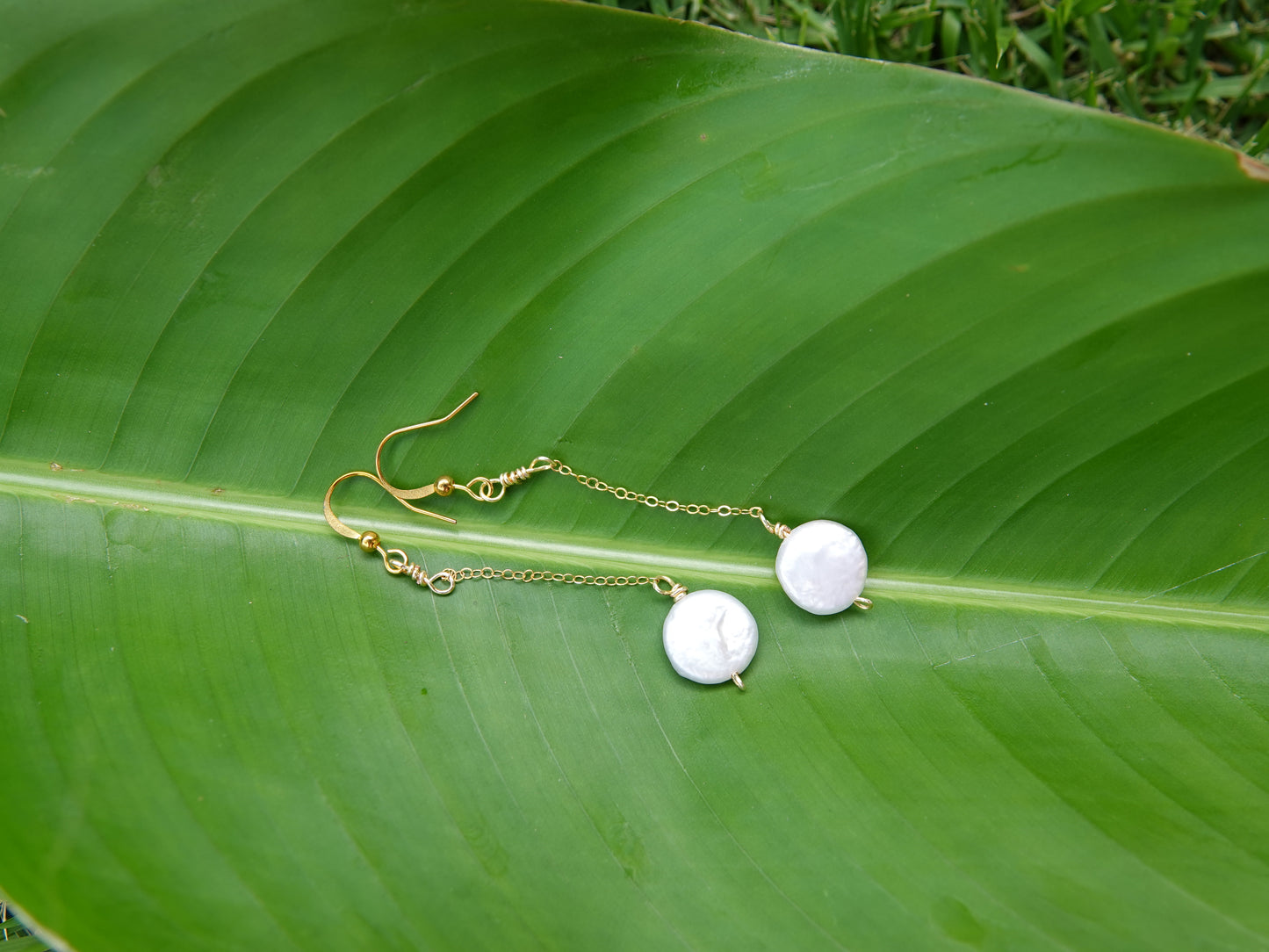 Flat White Pearl Earrings